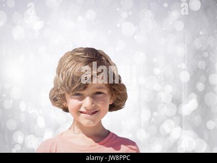 Digital composite von Jungen mit hellen bokeh Hintergrund Stockfoto
