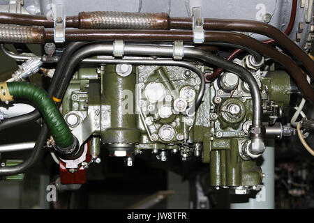die interne Struktur der Flugmotor, Heeresflieger, Militärflugzeuge und Luft-und Raumfahrtindustrie Stockfoto
