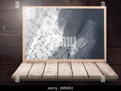 Digital composite der Wissenschaft Gleichungen auf blackboard Stockfoto
