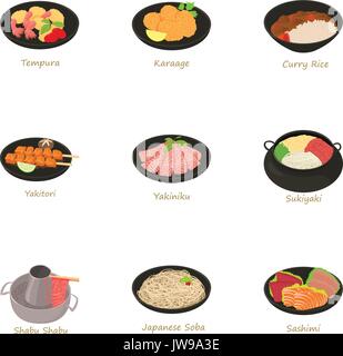 Traditionelles Essen Symbole, Cartoon Stil Stock Vektor