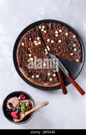 Dessert Schokolade Pizza Stockfoto