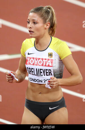 Deutschlands Ruth Sophia Spelmeyer nach konkurrieren in der Frauen 400 m Halbfinale bei Tag vier der Leichtathletik-WM 2017 auf der Londoner Stadion Stockfoto