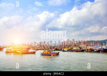 Sunset Landschaft der Chinesischen City Wharf Stockfoto