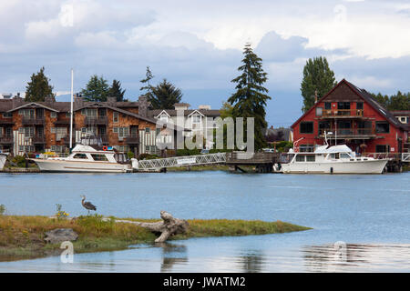 La Conner Dorf und Swinomish Kanal, Staat Washington, USA, Amerika Stockfoto