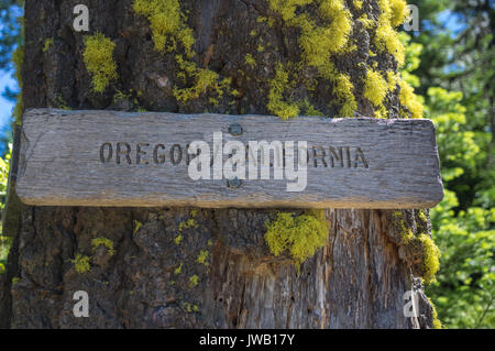 Die Kalifornien/Oregon Grenze auf dem Pacific Crest Trail. Stockfoto