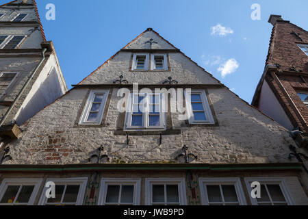 Dach von Symbol altes Haus von Schoor Viertel in Bremen, Deutschland. Klassisch hanseatischen Stil. Stockfoto