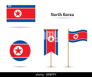 Satz von Nordkorea Flags Stockfoto
