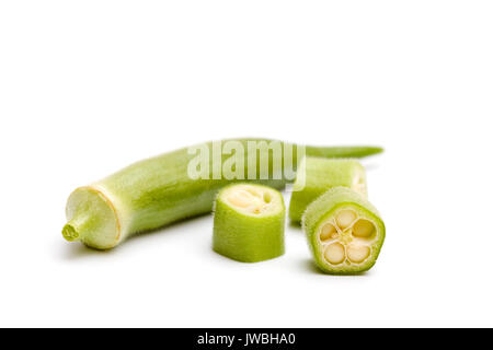 Frisches Grün Okra Pods aus dem Garten Stockfoto