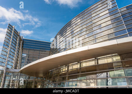 Te Puna o Waiwhetu, Kunstgalerie, moderne Gebäude aus Glas, Christchurch, Canterbury, South Island, Neuseeland, Ozeanien Stockfoto