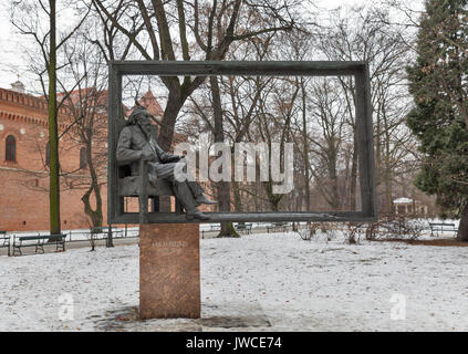 Krakau, Polen - 14 Januar, 2017: Jan Matejko Monument in der Nähe von Sankt Florian Tor. Er war ein berühmter Maler bekannt für Bilder der bemerkenswerten historischen Stockfoto