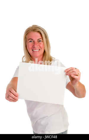 Frau mittleren Alters mit Copyspace anzeigen Stockfoto