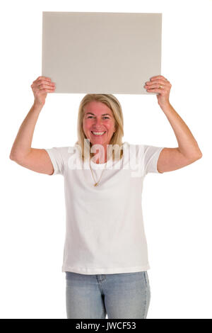 Frau mittleren Alters mit Copyspace anzeigen Stockfoto
