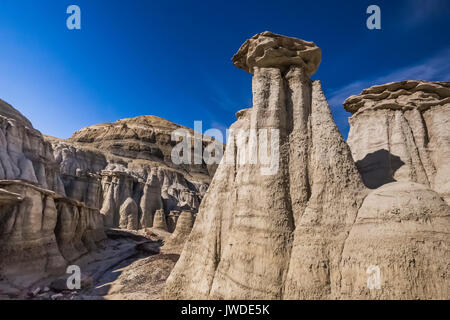 Hoodoos im dramatischen erosional Landschaft von Bisti De-Na-Zin Wilderness / in der Nähe von Farmington, New Mexico, USA Stockfoto