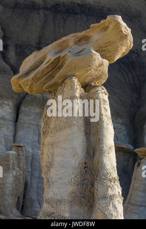 Hoodoo in der dramatischen erosional Landschaft von Bisti De-Na-Zin Wilderness / in der Nähe von Farmington, New Mexico, USA Stockfoto