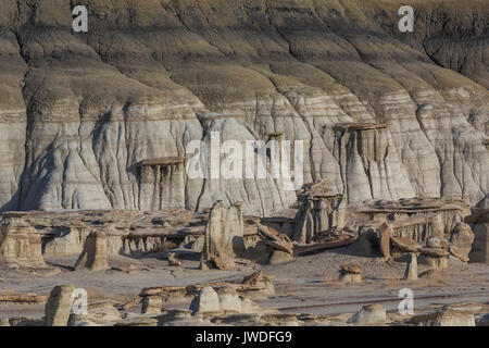 Hoodoos im dramatischen erosional Landschaft von Bisti De-Na-Zin Wilderness / in der Nähe von Farmington, New Mexico, USA Stockfoto