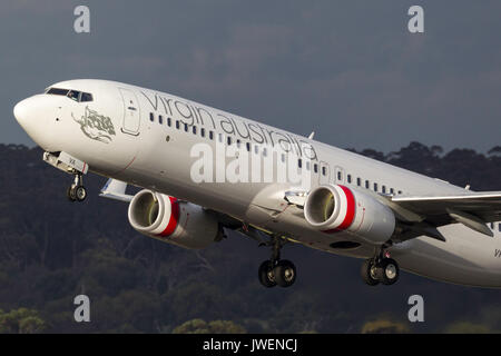 Jungfrau Australien airlines Boeing 737-8 fe VH-Yva vom Melbourne International Airport. Stockfoto