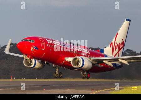 Jungfrau Australien airlines Boeing 737-7 fe VH-Vbz vom Melbourne International Airport. Stockfoto