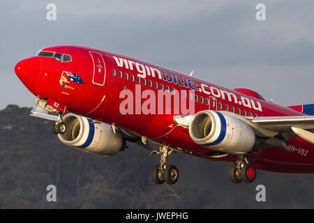 Jungfrau Australien airlines Boeing 737-7 fe VH-Vbz vom Melbourne International Airport. Stockfoto