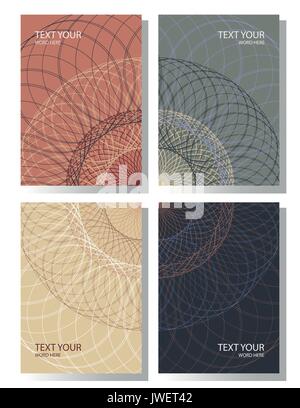 Set mit 4 einfachen geometrischen Mandala Grafik umfasst Design. Elegante Plakat Vorlage in Erdtönen. Vector Illustration. Stock Vektor