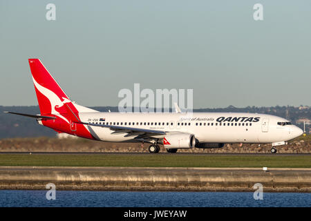 Qantas Boeing 737-800 Flugzeuge am Flughafen Sydney. Stockfoto