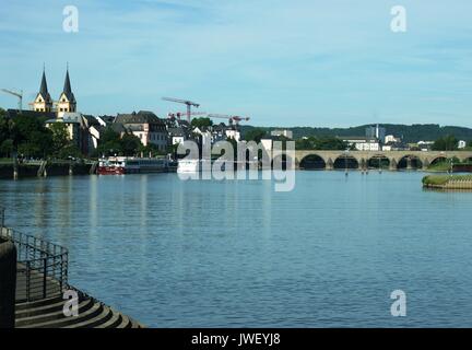 Der Zusammenfluss von Rhein und Mosel Koblenz, Deutschland Stockfoto