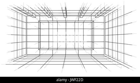 Drahtmodell Interieur. Skizze Stil. Vektor Stock Vektor