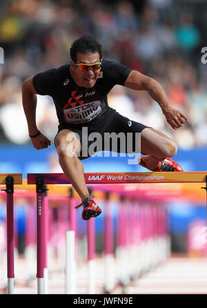 Der Japaner Keisuke Ushiro im 110-Meter-Hürdenelement des Männer-Zehnkampfs am 9. Tag der IAAF-Weltmeisterschaft 2017 im Londoner Stadion. DRÜCKEN SIE VERBANDSFOTO. Bilddatum: Samstag, 12. August 2017. Siehe PA Story ATHLETICS World. Bildnachweis sollte lauten: Adam Davy/PA Wire. Stockfoto