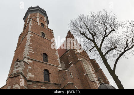 Römisch-katholische Kirche aus dem 14. Jahrhundert Corpus Christi Basilika im Jüdischen Viertel Kazimierz. Krakau, Polen. Stockfoto