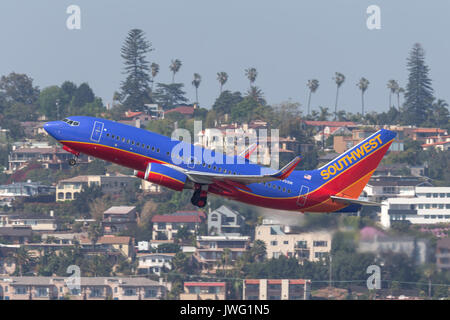 Southwest Airlines Boeing 737-7 H4 N795SW Abfahrt San Diego Internationalen Flughafen. Stockfoto