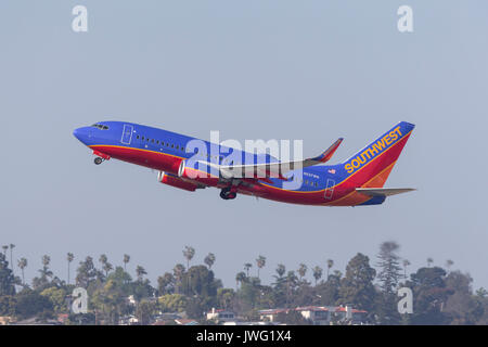 Southwest Airlines Boeing 737-7 H4N 237 WN Abfahrt San Diego Internationalen Flughafen. Stockfoto