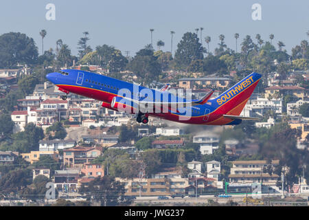 Southwest Airlines Boeing 737-7 H4N 948 WN Abfahrt San Diego Internationalen Flughafen. Stockfoto