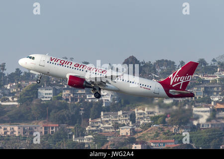 Virgin America Airbus A 320-214 N640 VA Abfahrt San Diego Internationalen Flughafen. Stockfoto