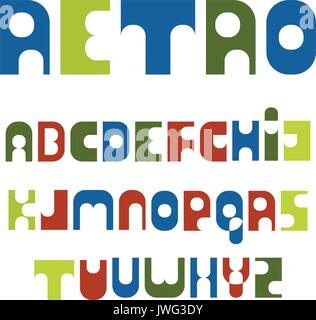 Retro font bunte Buchstaben Stil der 70s Stock Vektor