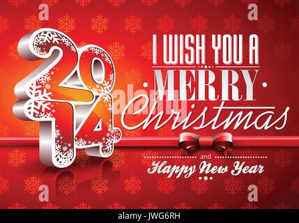 Vektor Frohes Neues Jahr 2014 Rote feier Hintergrund mit Band. EPS 10 Abbildung. Stock Vektor