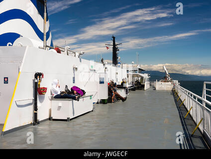 Das obere Deck des MV Queen von Cowichan Fähre von BC Ferries auf eine Reise nach Nanaimo auf Vancouver Island British Columbia Kanada Stockfoto