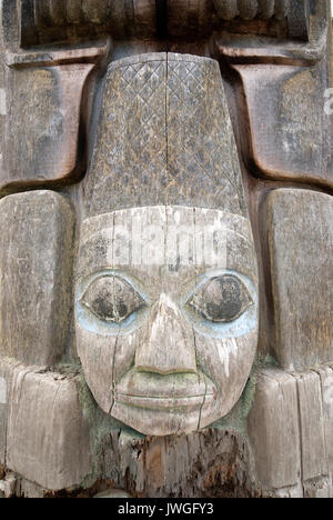 Detail der Haida Totem Pole im Museum für Anthropologie, Vancouver, British Columbia, Kanada Stockfoto