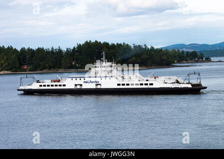 Die BC Fähren Autofähre MV Skeena Königin Segeln mit Autos und Passagiere von Swartz Bay Vancouver Island British Columbia Kanada Stockfoto