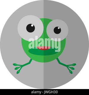 Grüner Frosch mit bif Augen flach Symbol Stock Vektor