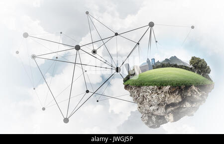 Konzept der modernen Netzwerktechnologien und Eco grün construc Stockfoto