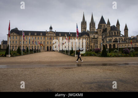 Caen, Normandie, Frankreich. Der Abbaye Aux Hommes (Abtei für Männer), St Stephen's Church gegründet von Wilhelm dem Eroberer und wo er begraben ist. 2. August Stockfoto