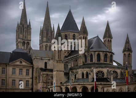 Caen, Normandie, Frankreich. Der Abbaye Aux Hommes (Abtei für Männer), St Stephen's Church gegründet von Wilhelm dem Eroberer und wo er begraben ist. 2. August Stockfoto