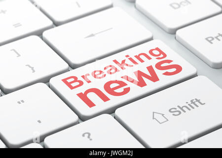 Aktuelles Konzept: Breaking News auf Computer Tastatur Hintergrund Stockfoto