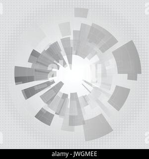 Vektor abstrakt, grau geometrische Technologie Hintergrund, Grafik Design mit Zahnrad Form- und Halbtöne Wirkung. Stock Vektor