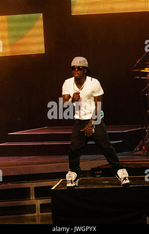 Rapper Dwayne Michael Carter, Jr. aka Lil Wayne führt America's Most Wanted Tour Gibson Amphitheatre Los Angeles. Stockfoto