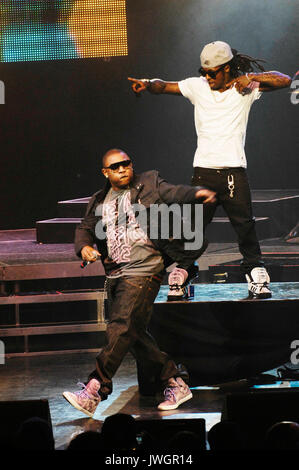 Rapper Dwayne Michael Carter, Jr. aka Lil Wayne führt America's Most Wanted Tour Gibson Amphitheatre Los Angeles. Stockfoto