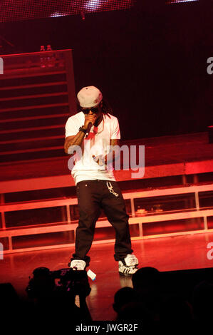 Rapper Dwayne Michael Carter, Jr. aka Lil Wayne führt America's Most Wanted Tour Gibson Amphitheatre Los Angeles. Stockfoto