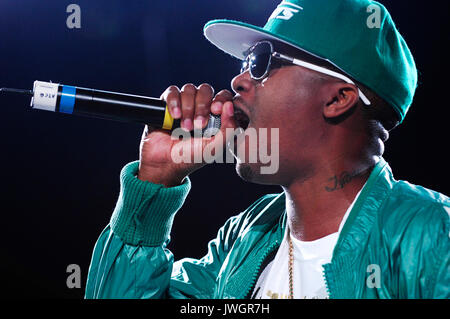 Rapper NAS bietet Rock Bells. Stockfoto