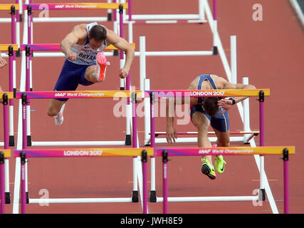 London, Großbritannien. 12 Aug, 2017. London, Großbritannien. 12 Aug, 2017. London, Großbritannien. 12 Aug, 2017. Ashley Bryant & Mihail Dudas 110 m Hürden, Zehnkampf Leichtathletik WM 2017 London Stam, London, England, 12. August 2017 Credit: Allstar Bildarchiv/Alamy leben Nachrichten Stockfoto