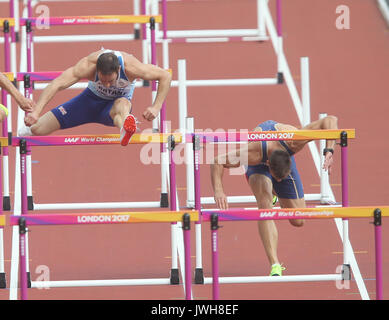 London, Großbritannien. 12 Aug, 2017. London, Großbritannien. 12 Aug, 2017. London, Großbritannien. 12 Aug, 2017. Ashley Bryant & Mihail Dudas 110 m Hürden, Zehnkampf Leichtathletik WM 2017 London Stam, London, England, 12. August 2017 Credit: Allstar Bildarchiv/Alamy leben Nachrichten Stockfoto
