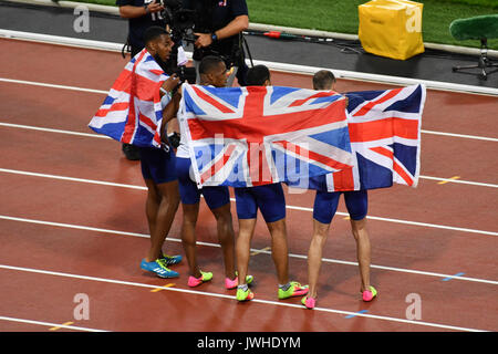 Queen Elizabeth Park, London, UK. 12 Aug, 2017. IAAF Weltmeisterschaften. Tag 9. Herren 4x100-Meter-Staffel endgültig. Großbritannien & NI Team Credit: Matthew Chattle/Alamy leben Nachrichten Stockfoto